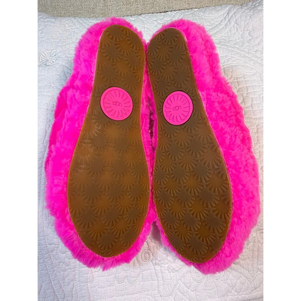 UGG Women 8 Pink NWOT Fluff Yeah Rock Shearling Slingback Slippers Sandals Shoes - Picture 3 of 11